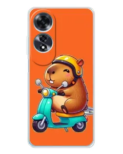 Чохол для OPPO A60 з картинкою «Капібара на скутері»