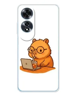 Чохол для OPPO A60 з картинкою «Капібара з ноутбуком»