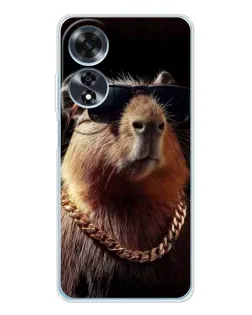 Чохол для OPPO A60 з картинкою «Капібара золотий ланцюг»