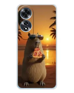 Чохол для OPPO A60 з картинкою «Капібара з піцою»