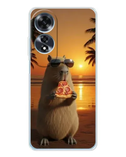 Чохол для OPPO A60 з картинкою «Капібара з піцою»