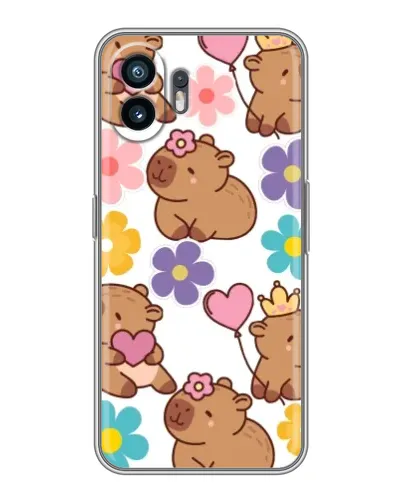 Чехол для OPPO A6k с картинкой «Цветочный паттерн капибар»