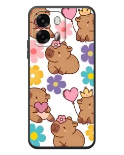 Чехол для OPPO A6s с картинкой «Цветочный паттерн капибар»