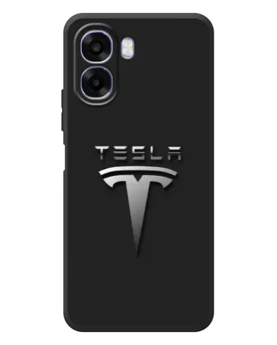 Чохол для OPPO A6x з картинкою «Сталевий логотип Tesla»