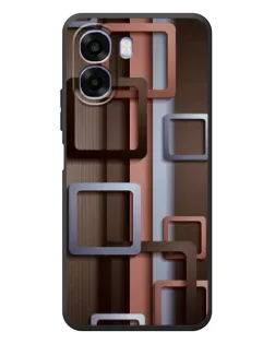Чехол для OPPO A6x с картинкой «Коричневые объемные квадраты»