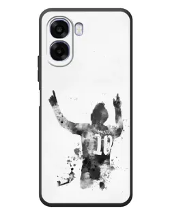 Чехол для OPPO A6x с картинкой «Черно-белый силуэт Месси»