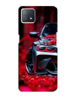 Чехол для OPPO A72 (5G) с картинкой «Спортивная BMW и цветы»