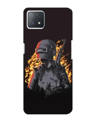 Чехол для OPPO A72 (5G) с картинкой «PUBG — огненный силуэт»