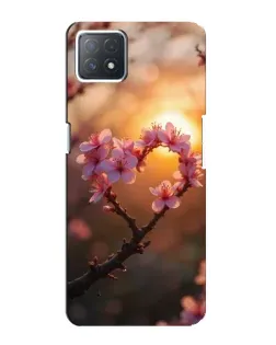 Чехол для OPPO A72 (5G) с картинкой «Розовый цвет сердце на фоне заката»