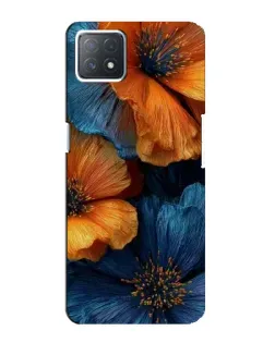 Чехол для OPPO A72 (5G) с картинкой «Яркая сине-оранжевая флора»
