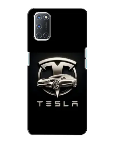 Чохол для OPPO A72 з картинкою «Tesla — срібне авто»