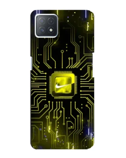 Чехол для OPPO A73 (5G) с картинкой «Nike — золотая искра»
