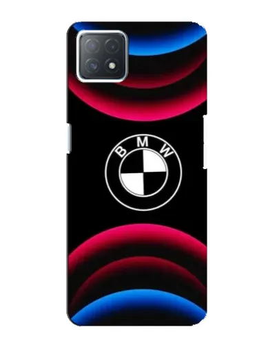 Чехол для OPPO A73 (5G) с картинкой «Логотип BMW и неоновые дуги»