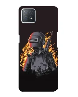 Чехол для OPPO A73 (5G) с картинкой «PUBG — огненный силуэт»
