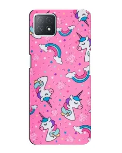 Чехол для OPPO A73 (5G) с картинкой «Unicorn паттерн розовый»
