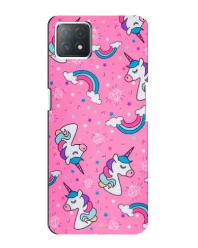 Чехол для OPPO A73 (5G) с картинкой «Unicorn паттерн розовый»
