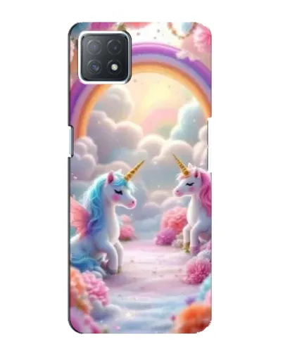 Чехол для OPPO A73 (5G) с картинкой «Радуга и единороги»