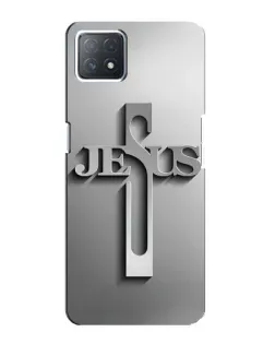 Чехол для OPPO A73 (5G) с картинкой «Металлический крест Jesus»