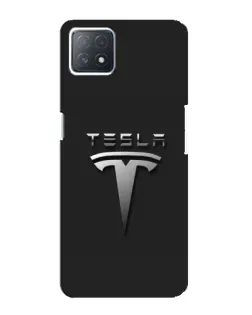 Чехол для OPPO A73 (5G) с картинкой «Стальной логотип Tesla»