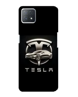 Чехол для OPPO A73 (5G) с картинкой «Tesla — серебристое авто»