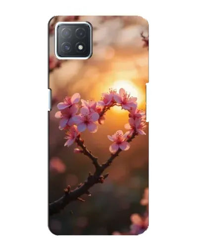 Чехол для OPPO A73 (5G) с картинкой «Розовый цвет сердце на фоне заката»