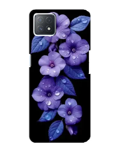 Чехол для OPPO A73 (5G) с картинкой «Фиолетовые цветы с росою»