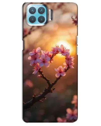Чехол для OPPO A73 с картинкой «Розовый цвет сердце на фоне заката»