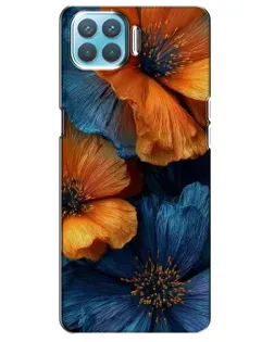 Чехол для OPPO A73 с картинкой «Яркая сине-оранжевая флора»