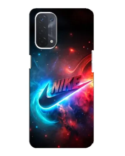 Чехол для OPPO A74 (5G) с картинкой «Огненный логотип Nike»