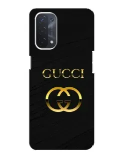 Чехол для OPPO A74 (5G) с картинкой «Золотой логотип Gucci»