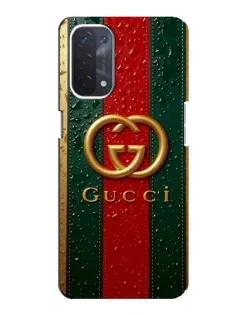 Чехол для OPPO A74 (5G) с картинкой «Gucci — фирменная полоса и золото»