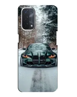 Чехол для OPPO A74 (5G) с картинкой «BMW в зимнем лесу»