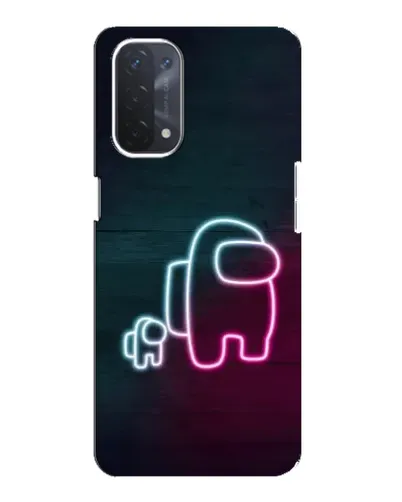 Чехол для OPPO A74 (5G) с картинкой «Among Us неон-арт»