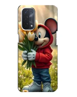 Чехол для OPPO A74 (5G) с картинкой «Микки с тюльпанами»