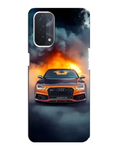 Чехол для OPPO A74 (5G) с картинкой «Audi в огненном дыму»