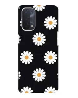 Чехол для OPPO A74 (5G) с картинкой «Ромашки на черном»