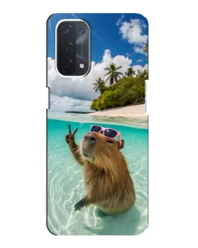 Чехол для OPPO A74 (5G) с картинкой «Капибара на море»