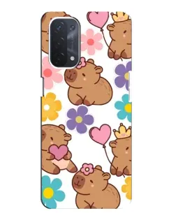 Чехол для OPPO A74 (5G) с картинкой «Цветочный паттерн капибар»