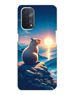 Чехол для OPPO A74 (5G) с картинкой «Закат солнца с капибарой»
