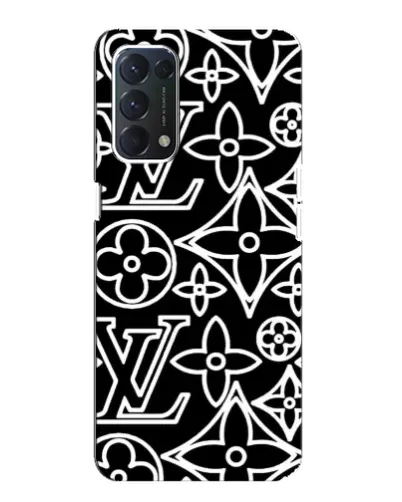 Чехол для OPPO A74 с картинкой «Черно-белый узор LV»