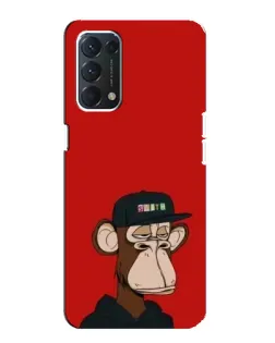 Чохол для OPPO A74 з картинкою «Bored Ape — червоний фон»