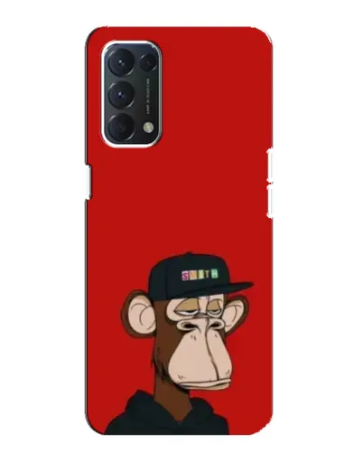 Чохол для OPPO A74 з картинкою «Bored Ape — червоний фон»