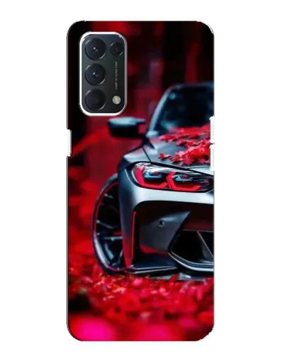 Чохол для OPPO A74 з картинкою «Спортивна BMW та квіти»