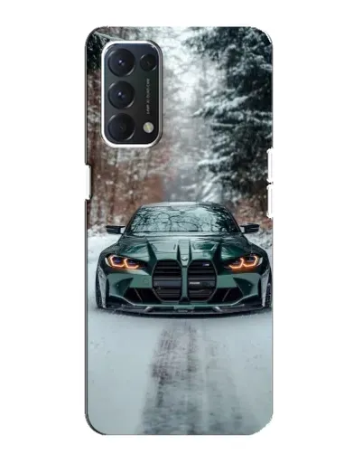 Чохол для OPPO A74 з картинкою «BMW у зимовому лісі»