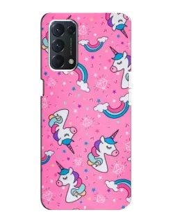 Чехол для OPPO A74 с картинкой «Unicorn паттерн розовый»
