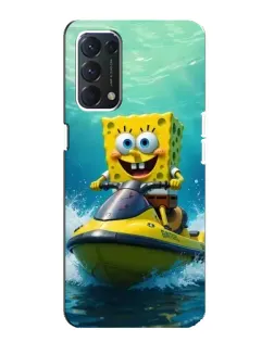 Чохол для OPPO A74 з картинкою «Спанч Боб на гідроциклі»