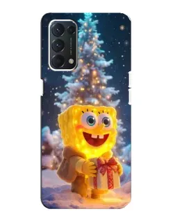 Чехол для OPPO A74 с картинкой «Рождественский Спанч Боб»
