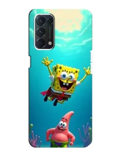 Чехол для OPPO A74 с картинкой «Спанч Боб под водой»