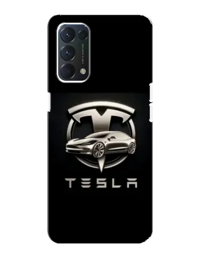 Чохол для OPPO A74 з картинкою «Tesla — срібне авто»