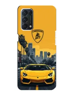 Чохол для OPPO A74 з картинкою «Жовтий Lamborghini місто»